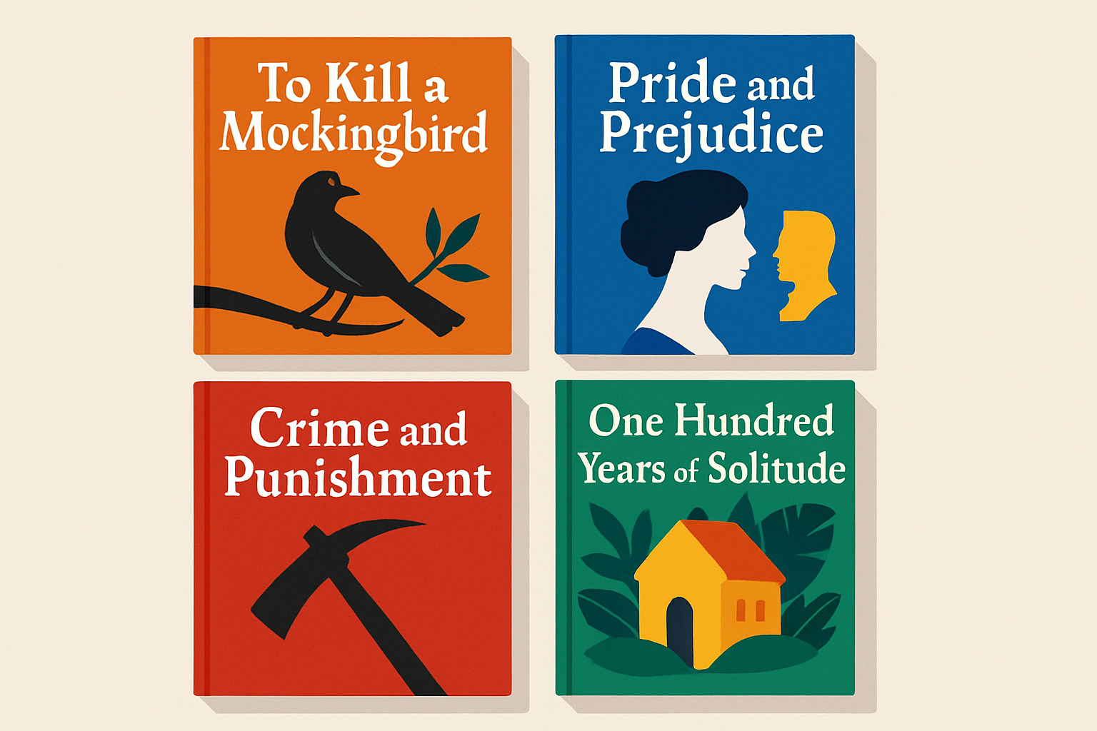 A collage showcasing the covers of several classic universal novels celebrated worldwide.
