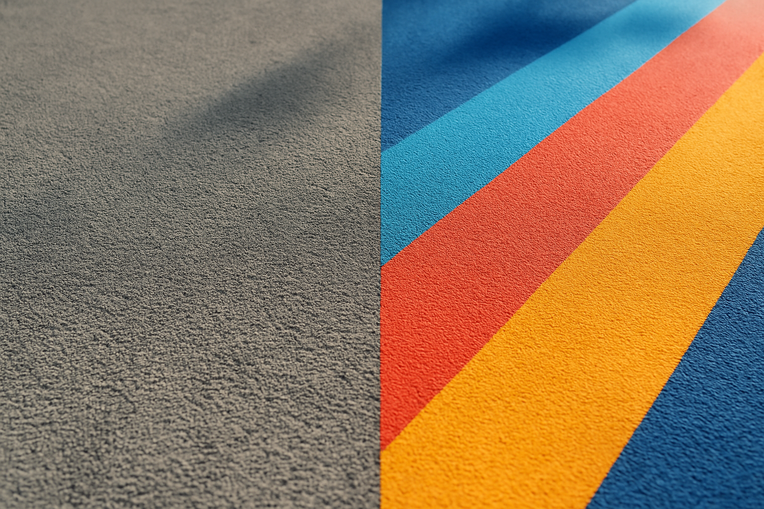 Example image showing a painted outdoor carpet before and after painting to illustrate possible outcomes