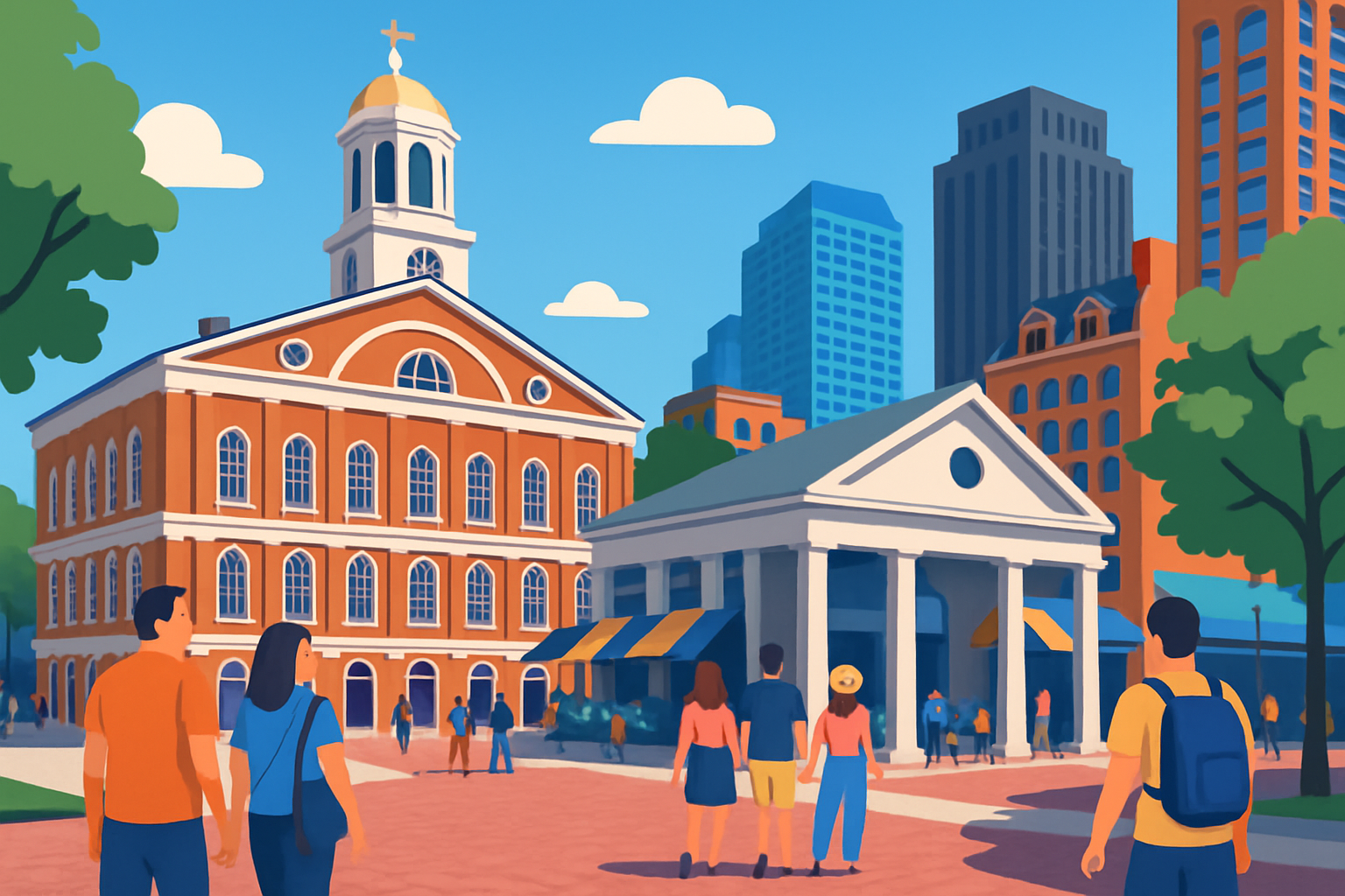 Photograph of a popular tourist area or landmark in Downtown Boston, illustrating the vibrant urban environment discussed.