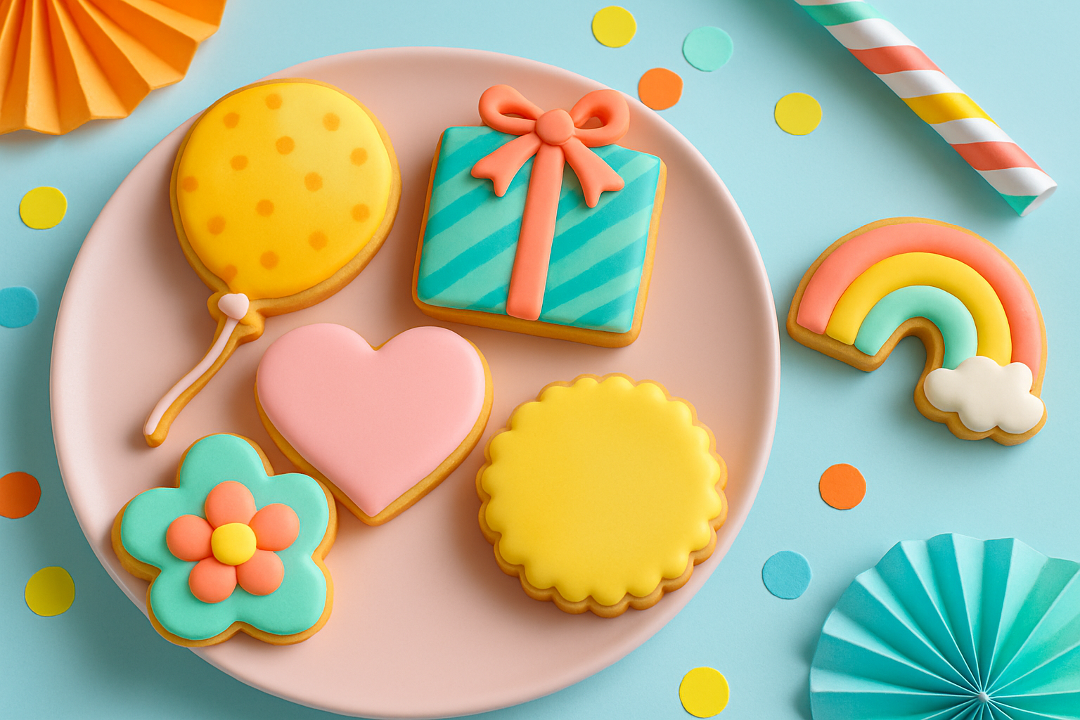 An assortment of beautifully decorated fancy cookies showcasing various decorating styles.