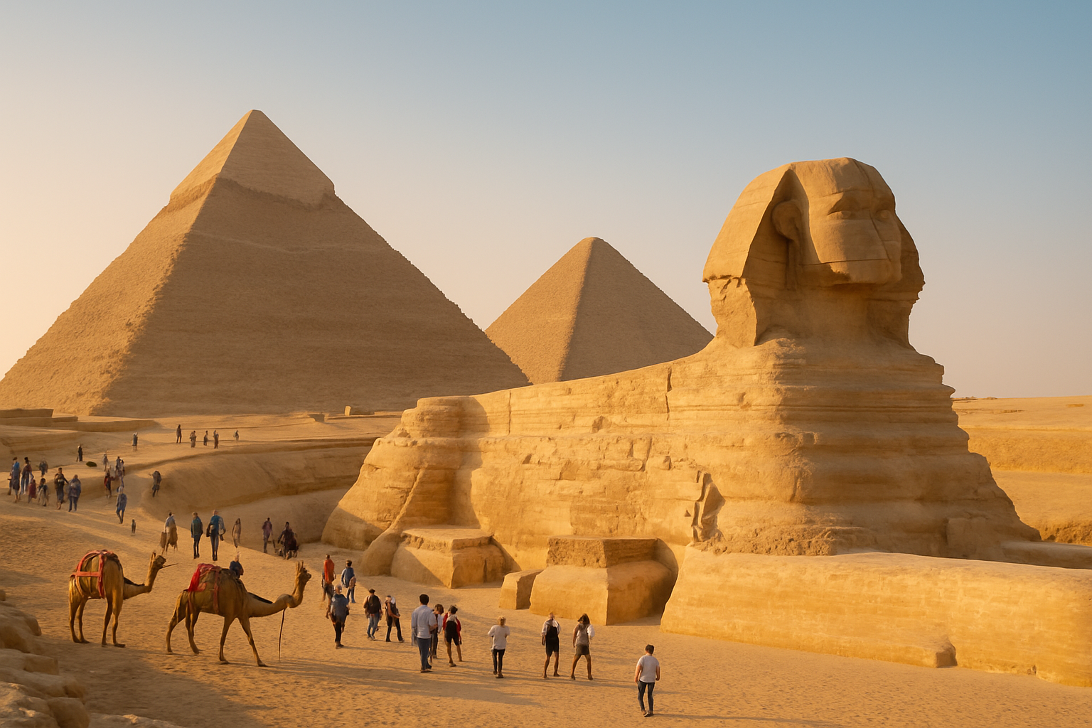 Iconic Pyramids of Giza and the Sphinx, timeless symbols of Egypt