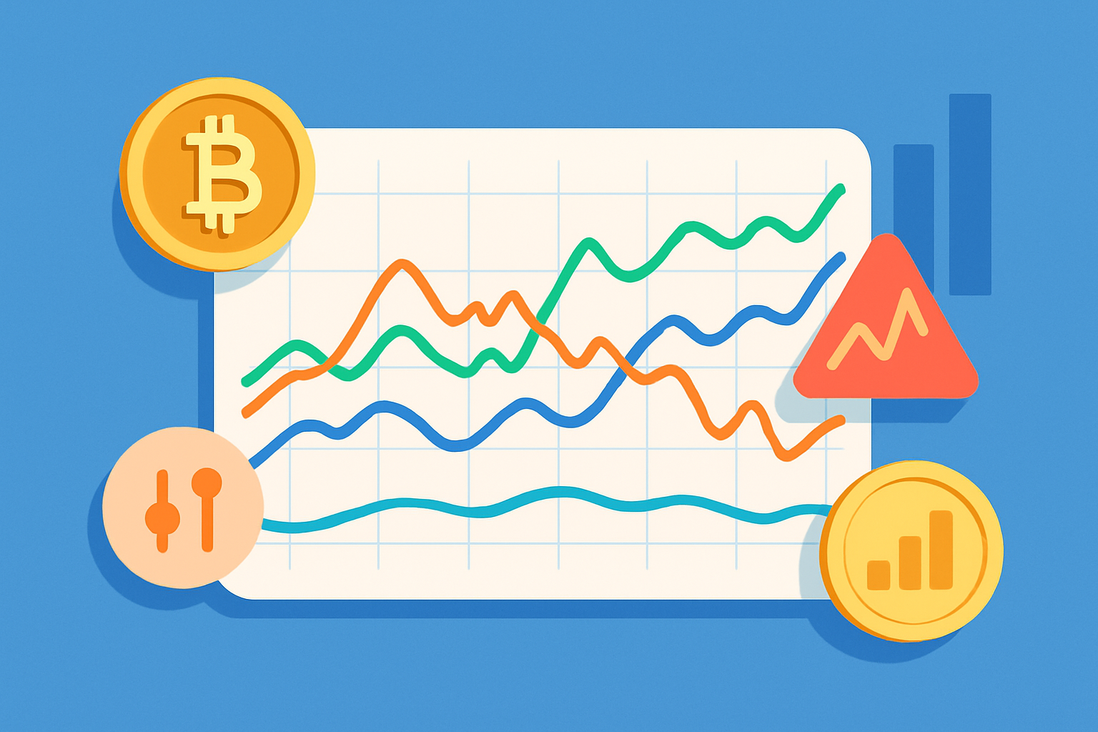 Graph illustrating volatility and correlation patterns between cryptocurrencies and traditional financial markets over recent years